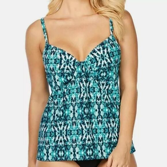Island Escape Underwire Tankini Size 6 Swim Top - Picture 1 of 9
